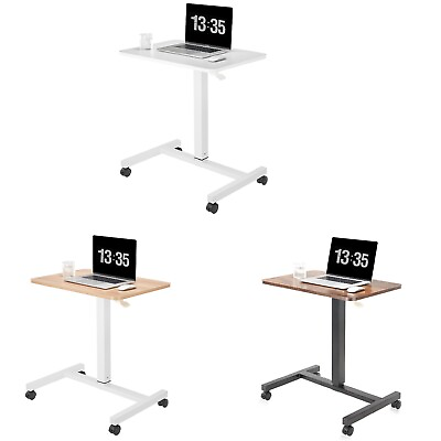 #ad Pneumatic Office Laptop Desk Rolling Adjustable Table Cart Computer Mobile Stand $77.00