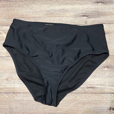 #ad NEW Time And Tru Womens Size XL Black Bikini Swimsuit Bottom High Waist $7.00