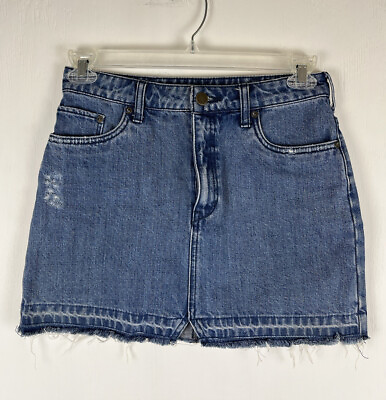 #ad Free People Blue Jean Skirt Mini Size 4 Raw Hem Short $14.00