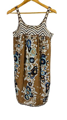 #ad BCBG Boho Festival Crochet Silk Floral Pocket Sundress XS Shift Dress $28.99