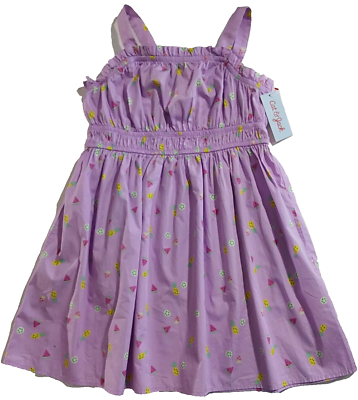 #ad Cat amp; Jack Girl#x27;s 100% Cotton Tropical Violet Summer Dress Size L 10 12 NWT $15.29