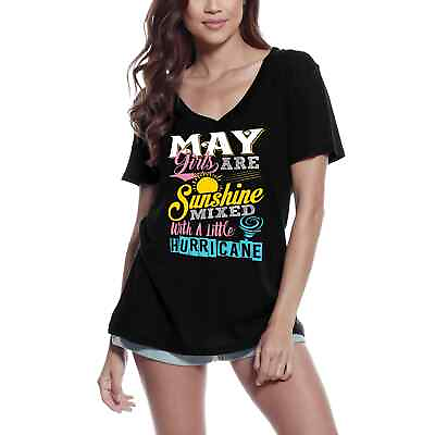 #ad Women#x27;s Graphic T Shirt V Neck May Girls Are Sunshine Mixed With A Little $22.95