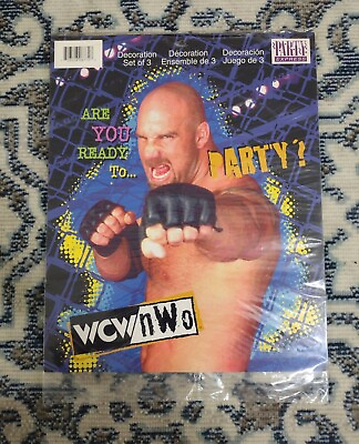 #ad Vintage 90s 1999 WCW NWO PARTY EXPRESS SET OF 3 DECORATIONS BY HALLMARK $7.00