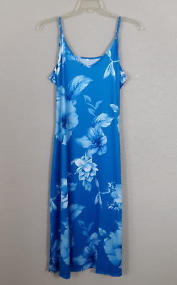 #ad Womens Blue Floral Maxi Dress Size Large New #1E435 $21.50