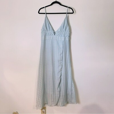 #ad Lulu#x27;s Light Blue Sleeveless Maxi Dress Style 31713NK Size L $29.99