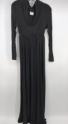 Nymphe Size Small S Gray Soft Cowl Neck Maxi Dress Long Sleeve Casual EUC $14.99