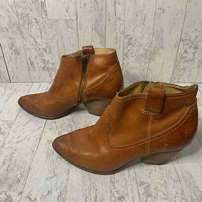 #ad Frye Womens Boots Size 8M Cognac Brown Leather Reina Bootie Western $70.00