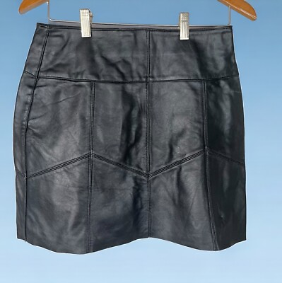 #ad GIOVANNI NAVARRE Italian Leather Mini Skirt Women#x27;s Size 8 28quot; Waist NOS NWT $21.99