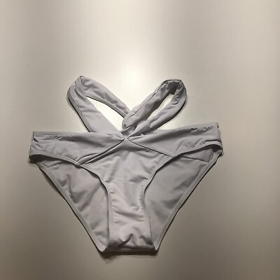 NEW Solid White Bikini Bottoms Criss Cross Waist Swimwear Womens Size Small $12.99