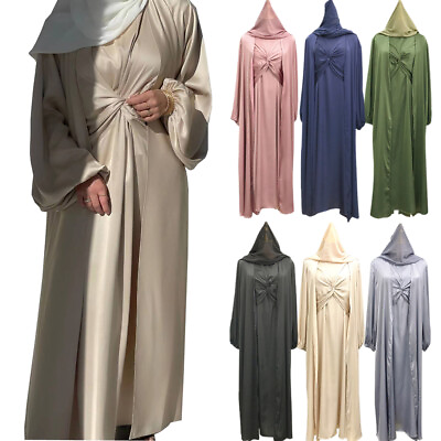 #ad Muslim Women 3pcs Long Maxi Dress Dubai Abaya Open Cardigan Scarf Dress Robe $59.42