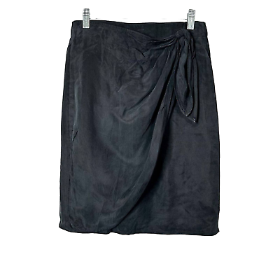 #ad J. Crew Women#x27;s Knot Side Lined Asymmetrical Hem Wrap Mini Skirt Black Size 0 $32.95