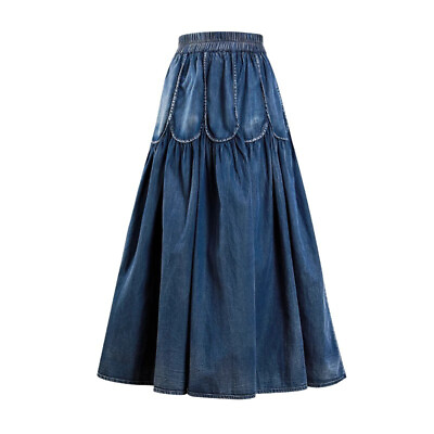 #ad Summer Women Retro Denim Skirts High Waist Slim Fit Washed Cowboy A line Skirt $88.91