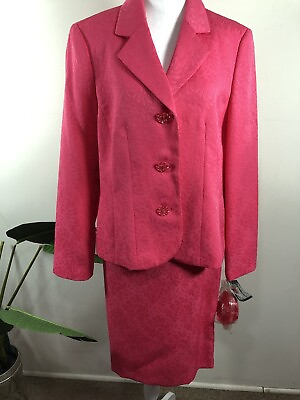 #ad Le Suit 2pc Rose Garden Carnation Skirt Suit Size 16 $89.99