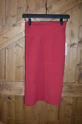 #ad LuLaRoe Women#x27;s Size Medium Cassie Skirt Solid Red Raised Diagonal Lines NWT $16.12