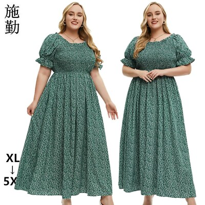#ad Summer Bohemian Women Short Sleeves Round Neck Printing Dress Plus Size $39.99