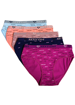 #ad New 5 Women Bikini Panties Brief Floral Lace Cotton Underwear Size M L XL F144 $10.99