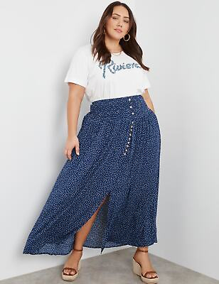 #ad Plus Size Womens Skirts Maxi Summer Blue Polkadot A Line BeMe $79.99