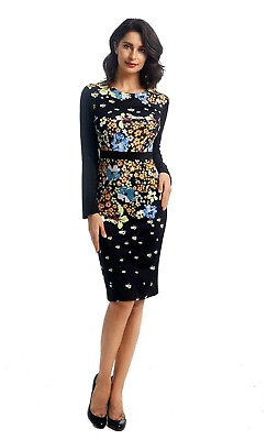 Women Formal Midi Pencil Dress XL Sleeves Elegant Cocktail for Professional $28.99