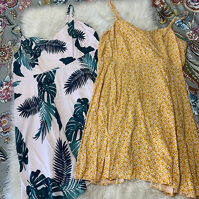 Lot of 2 Old Navy Womens Sun Dresses Cami Knee Length Fit amp; Flare XXL Floral $24.97