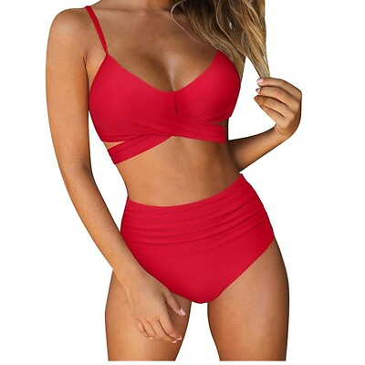 #ad Women Bikini Set High Cut Size 6 8 10 High Waisted Swimsuit Bathing Suit $14.79