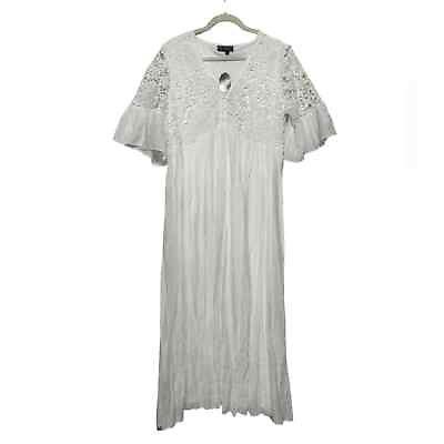 #ad Long Modest White Beach Coastal Lace Midi Maxi Dress Womens Size Large $35.00