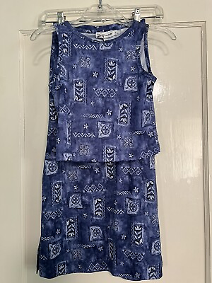 #ad Girls size 8 Skirt amp; Top Set Blue Print Pre Owned Condition A627 $12.99