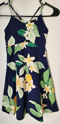#ad Old Navy Summer Dress Girls 8 Medium Blue Floral Print Tank $10.00