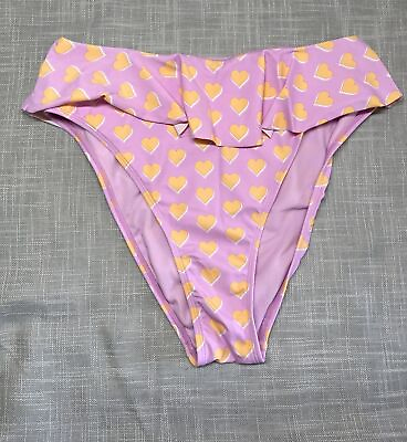#ad Target x Stoney Clover Ln Heart Print Ruffle Bikini Bottoms Pink Yellow Large $16.99