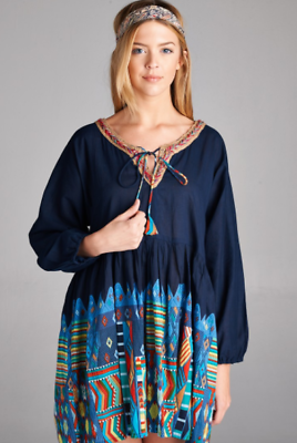 #ad Cute Plus Size Print BoHo Gypsie Mini Dress Tunic 2X3X $49.95