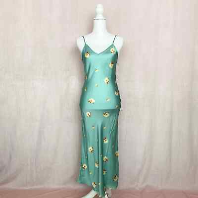 #ad Floral Print Mint Green Slip Maxi Dress Size Small $10.00