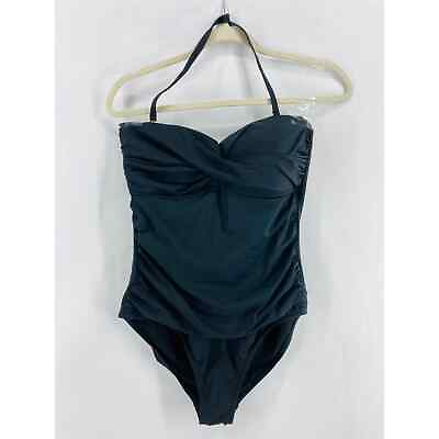 #ad NWOT Unbranded Black Ruched One Piece Halter Swim Bathing Suit Women#x27;s $11.99