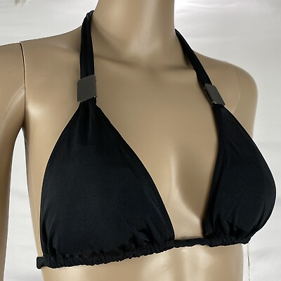NEW 1 Sol Black Triangle Bikini Top Swimsuit Piece Small S Fast Shipping $9.92