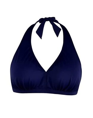 #ad Women#x27;s Soild Halter Bikini Tops Bathing Suit Swimsuit 12 Navy Blue Tie Back $41.31