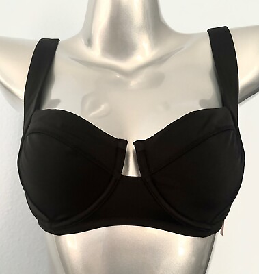 #ad Victorias Secret Nwt Full Coverage Solid Black Unlined Bikini Swim Top $24.99