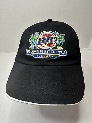 #ad #ad Miller Lite FootballSuper Party Vegas Black Contrasting White Cap Hat Adjustable $19.99