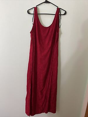 #ad K Woman Maxi Dress 14W Red Solid Polyester Long Rayon New with Tags $13.50