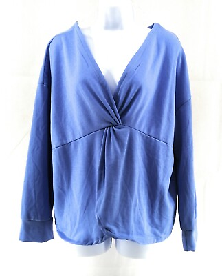 Womens Junior Plus Absolutely Famous 3X Long Sleeve Soft Fleece Top Blue $24.80