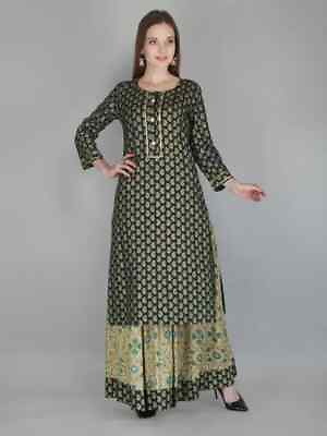 #ad Women Cotton Rayon Kurta Skirt Set Indian Bollywood Tunic Kurti Party Wear Dress $31.19