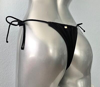#ad Victorias Secret Bikini Bottom Nwt Black Side Tie Sexy String Thong Itsy Swim L $29.50