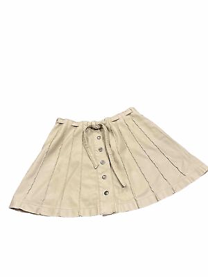 #ad Free People Faux Leather Vegan Mini Skirt Snap Front Belted Size 2 Blush Pink $8.00