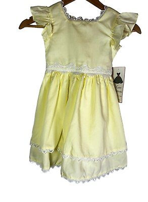 #ad Rare Editions Girls Dress Size 5 Color Yellow Cute Yellow Ribbon Zipper Dress $25.00