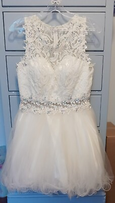 #ad White Formal Party Dress Size Medium $105.99
