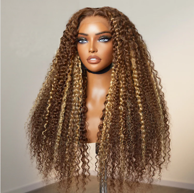 Highlight Curly Wig Human Hair Deep Wave Lace Front Wigs 13x4 HD 5 27 Blonde Wig $89.98