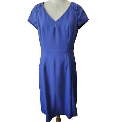 #ad Blue V Neck Knee Length Cocktail Dress Size Medium $18.75
