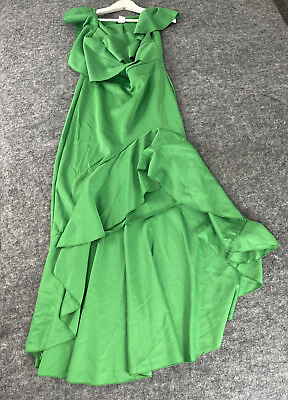 Venus Swing Dress Women’s Large Ruffle Green Long Maxi Short Sleeve N91 $23.92