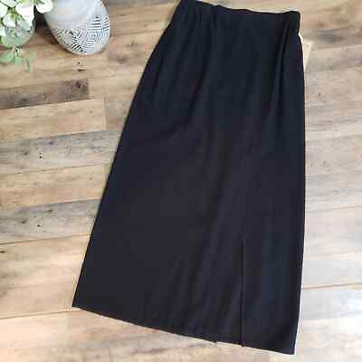 #ad NWT I.V.Y. Graphite Black Side Slit Pocket Pull On Maxi Skirt Large $32.30