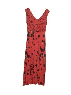 Boden Women#x27;s Floral Red Blue Sleeveless Maxi Petite Dress Size 10P $23.75