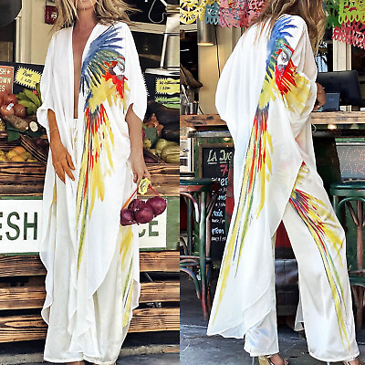 Summer Beach Dress Cover Up Bikini Swimsuit Women Kaftan Chiffon Set Long Kimono $23.18
