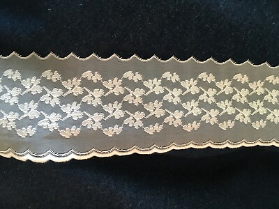 #ad Vintage Sheer Lace Trim With Embroidered Design w delicate floral lace by yard $1.75