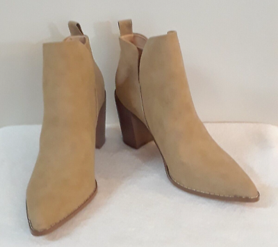#ad Womens Boots Brown Faux Suede Ankle Boots w Block High Heel Woman Size 11 New $15.00